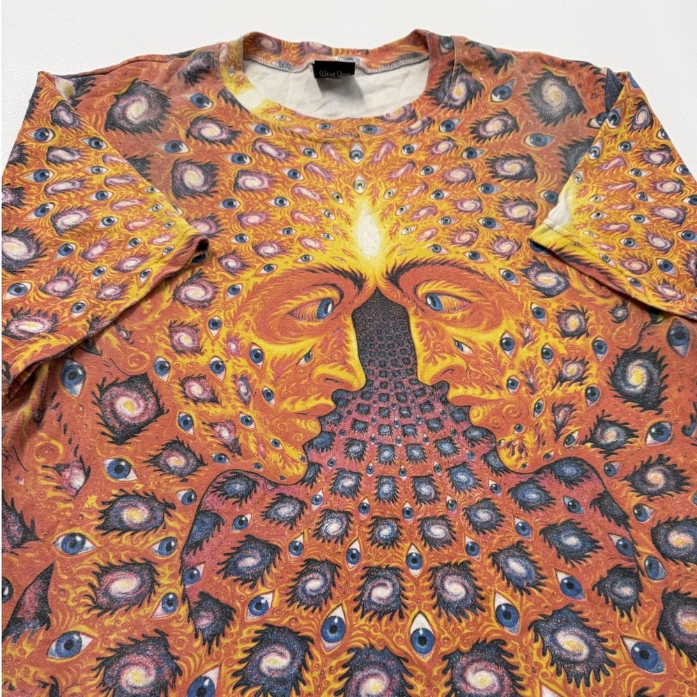 Vintage InVisions Crystal Tara All Over‎ Print Psychedelic Faces Eyes T Shirt